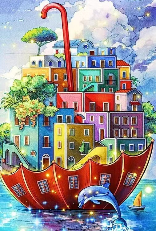 Paint by Numbers Kit Abstract House On Umbrella