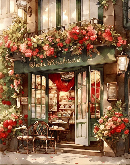 Paint by Numbers Kit Street Coffee Shop