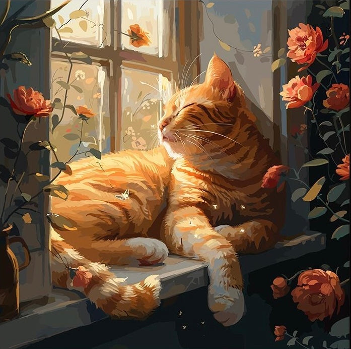 Paint by Numbers Kit Cat By Window