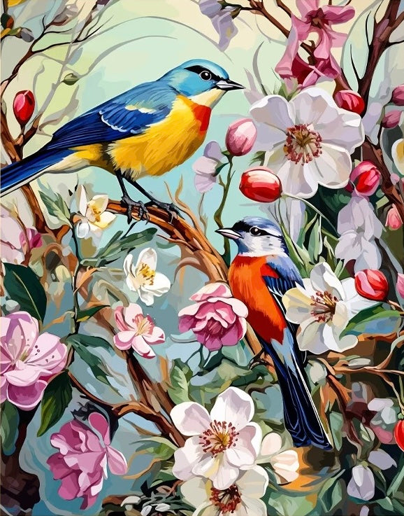 Paint by Numbers Kit Flowers and Birds