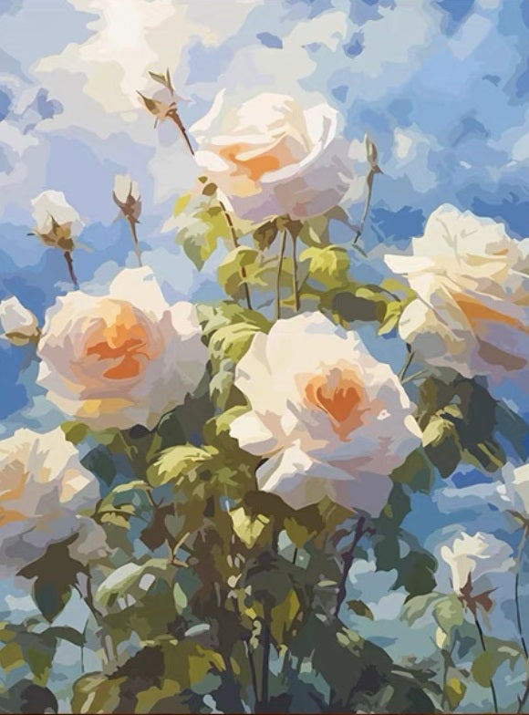 Paint by Numbers Kit White Flower