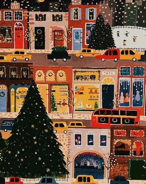 Paint by Numbers Kit Christmas Street Scene