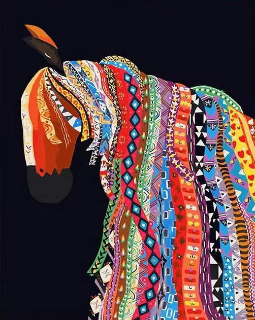 Paint by Numbers Kit Abstract Colored Horse