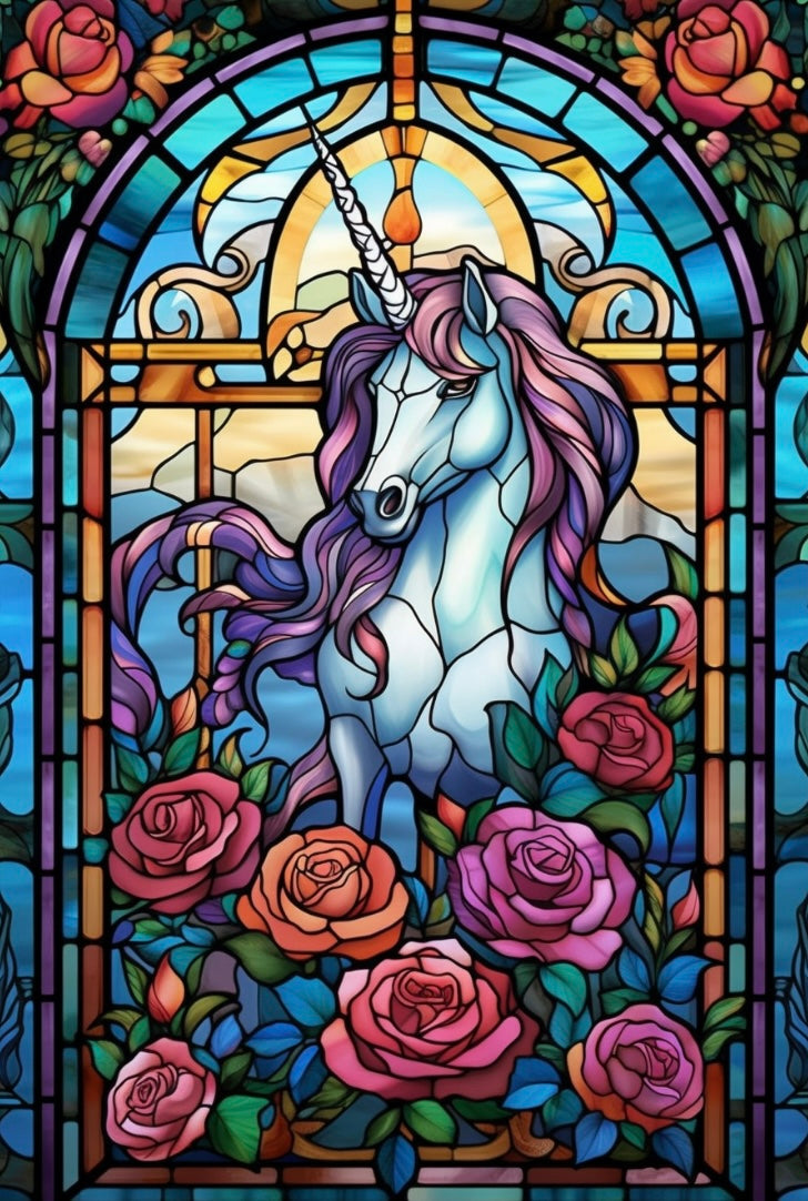 Paint by Numbers Kit Stained Glass Style Unicorn