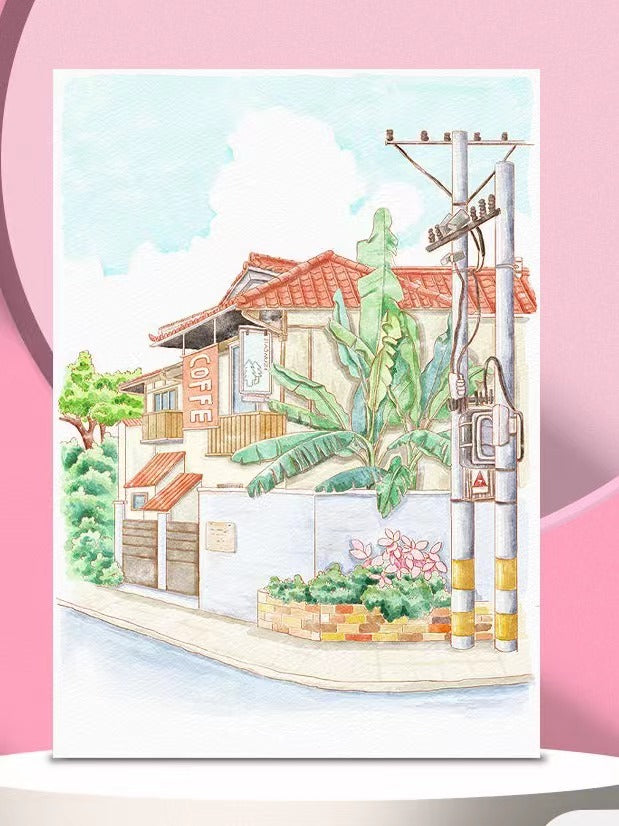 4 Sheets/1 DIY Painting Book With Watercolor Paint