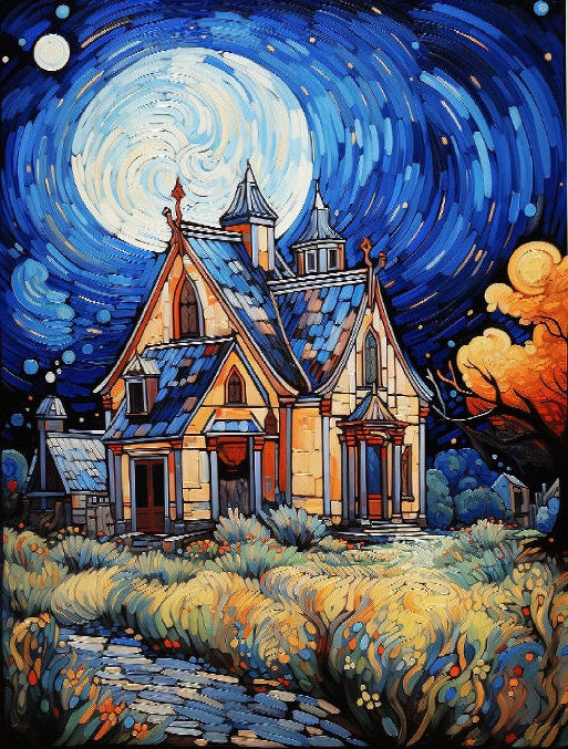 Paint by Numbers Kit Pink Fortress Under The Starry Sky