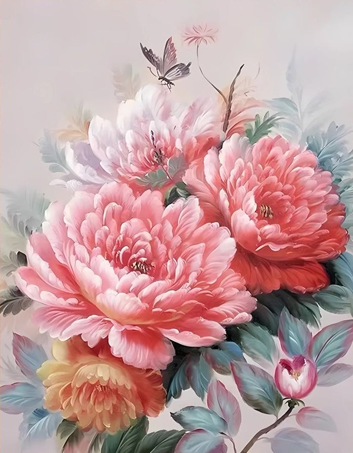 Paint by Numbers Kit Camellias And Butterflies