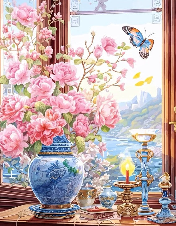 Paint by Numbers Kit Flowers By The Window