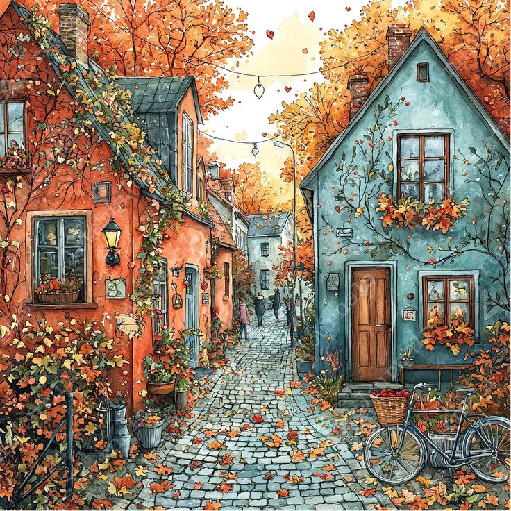 paint by numbers kit beautiful autumn street scene