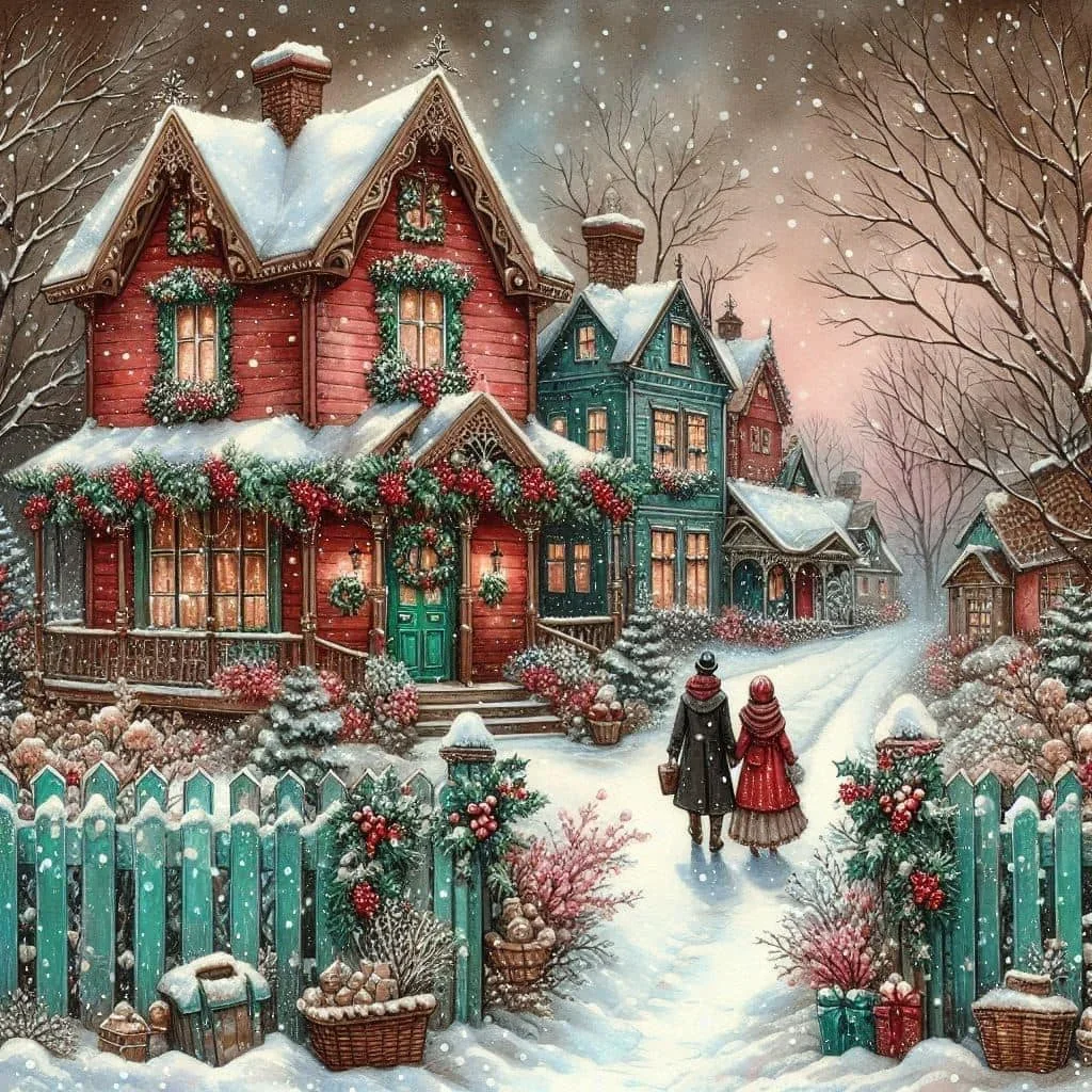 paint by numbers kit christmas villa scenery