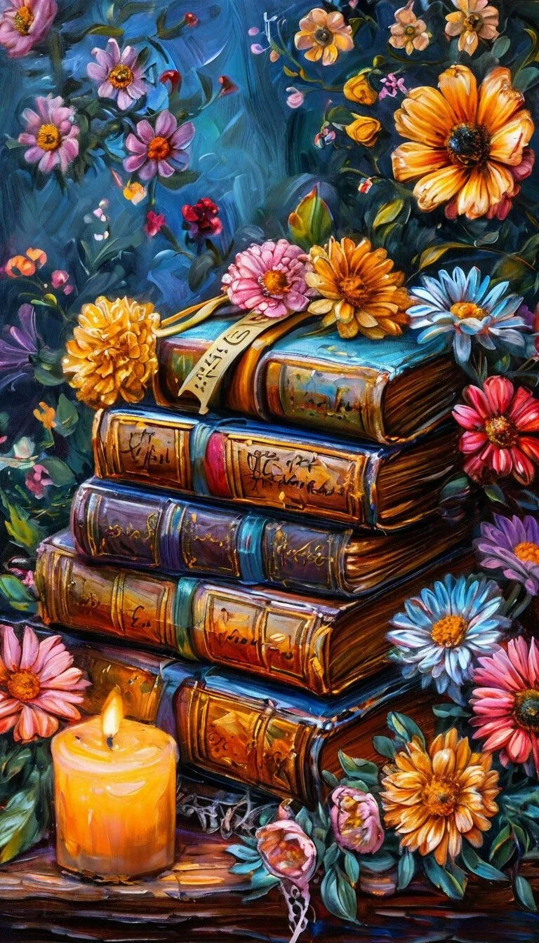 paint by numbers kit flowers and books