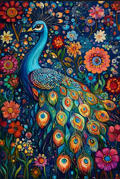 paint by numbers kit peacock among flowers