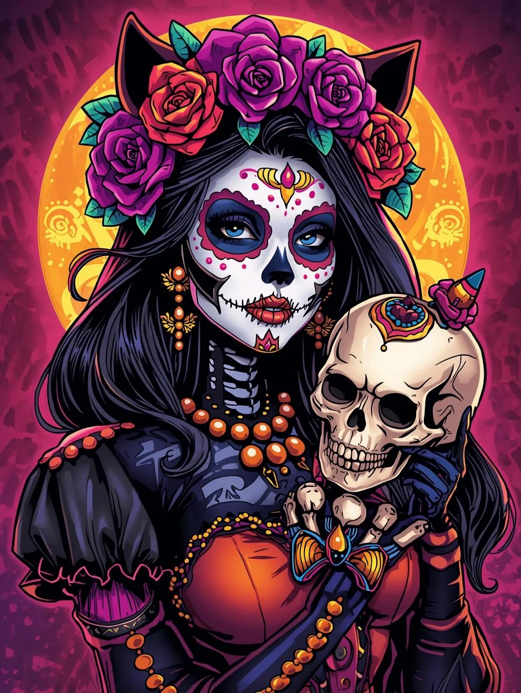 paint by numbers kits horror woman and skull