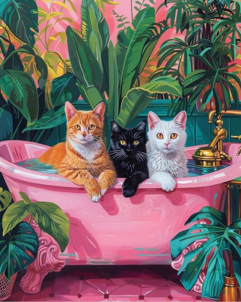 paint by numbers kits three kittens in a bathtub
