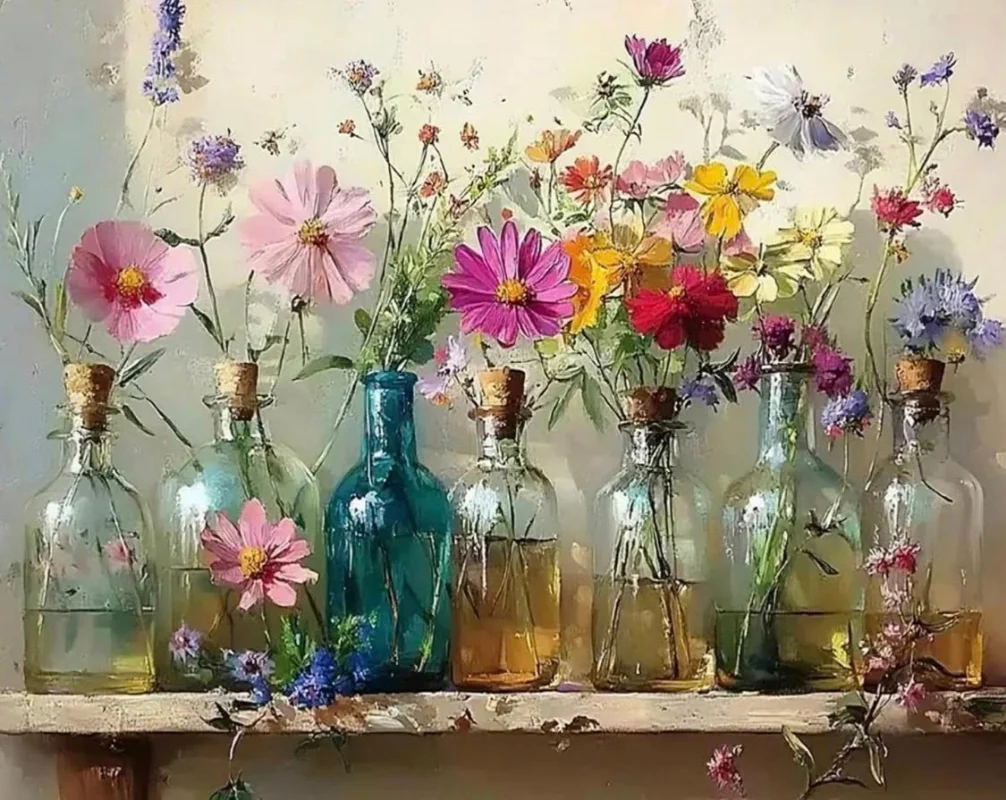 paint by numbers kits vases of various colors