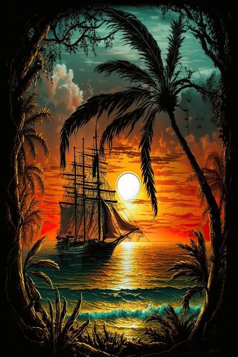 Paint by Numbers Kit Sailing Boat At Sunset