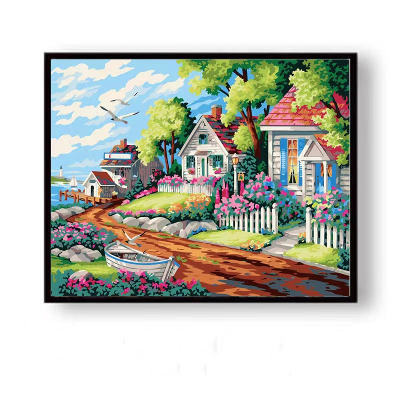 Paint by Numbers Kit Small Town Scenery