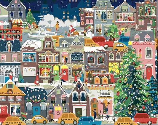 Paint by Numbers Kit Christmas Street Scene