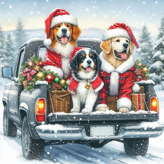 Paint by Numbers Kit Puppy Wearing Santa Hat