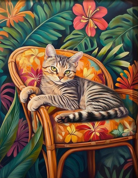 Paint by Numbers Kit Cat Sitting On Chair