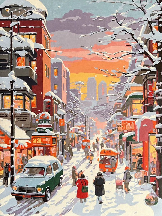 Paint by Numbers Kit Winter Street Scene