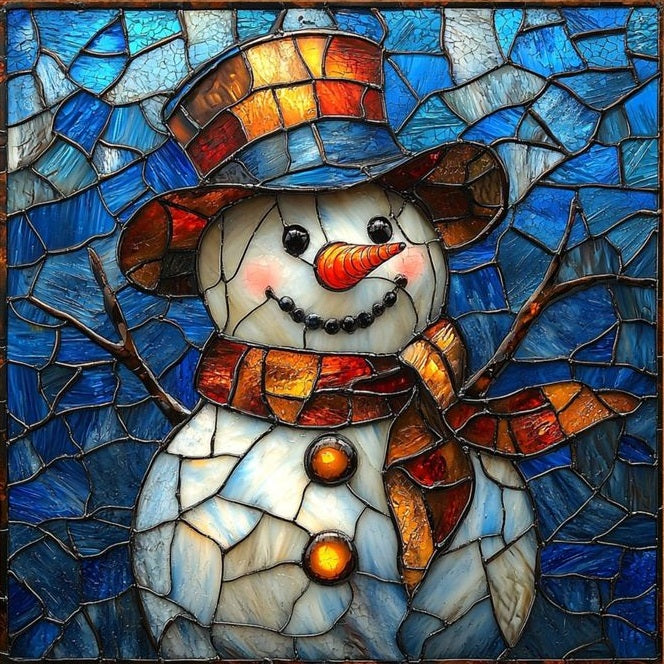 Paint by Numbers Kit Stained Glass Style Snowman