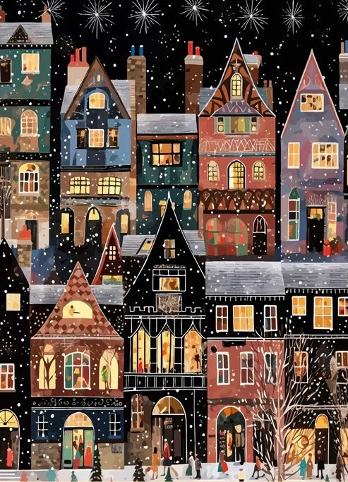 Paint by Numbers Kit Winter Street Scene