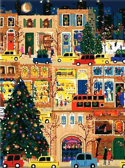 Paint by Numbers Kit Christmas Eve Street Scene