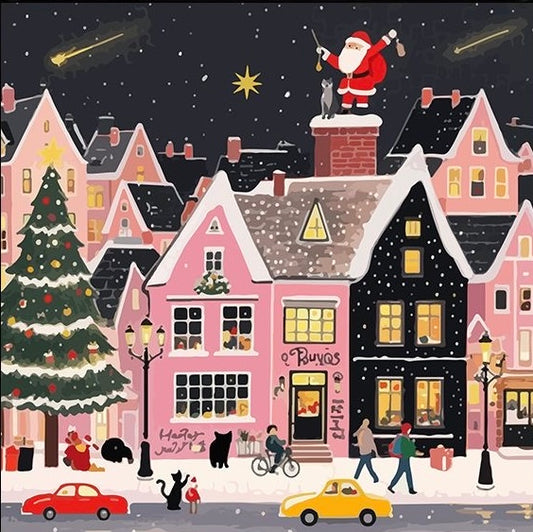 Paint by Numbers Kit Abstract Christmas Street Scene