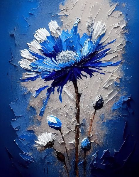 Paint by Numbers Kit 3D Blue Flowers