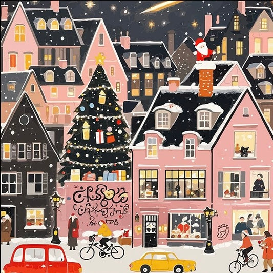 Paint by Numbers Kit Abstract Christmas Street Scene