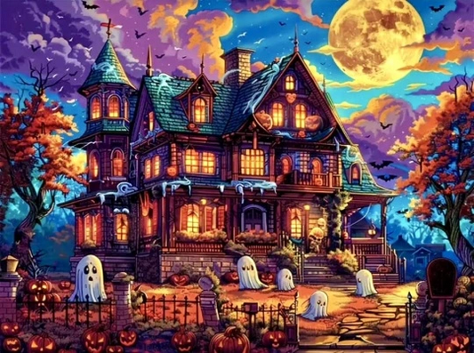 Paint by Numbers Kit Halloween Horror Castle