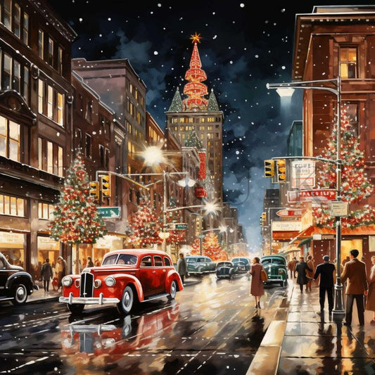 Paint by Numbers Kit Christmas Street Scene