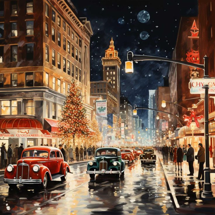 Paint by Numbers Kit Christmas Street Scene