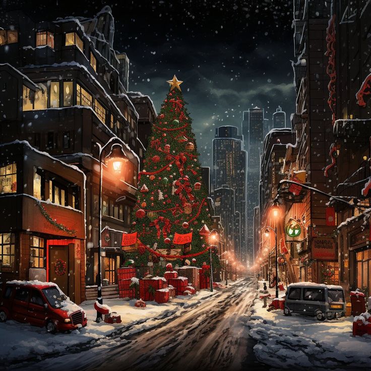 Paint by Numbers Kit Christmas Street Scene