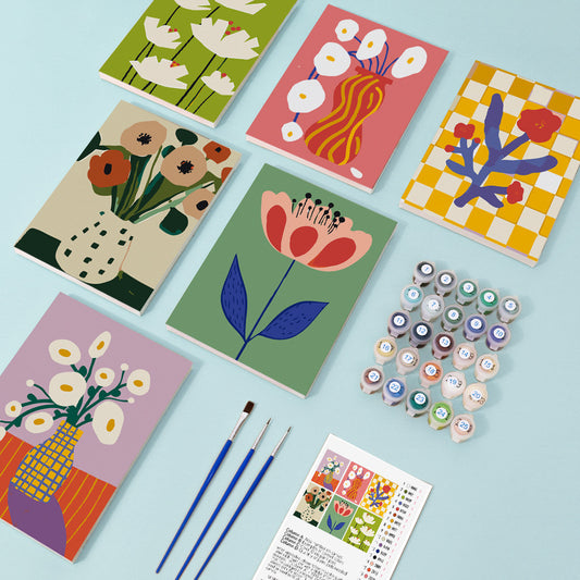 Paint by Numbers - 6 Mini Paintings | Flowers Set