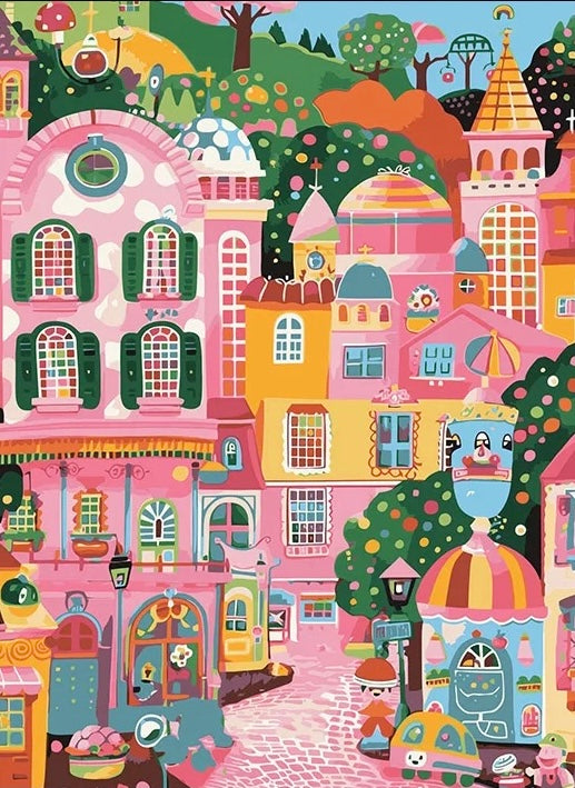 Paint by Numbers Kit Colorful Town