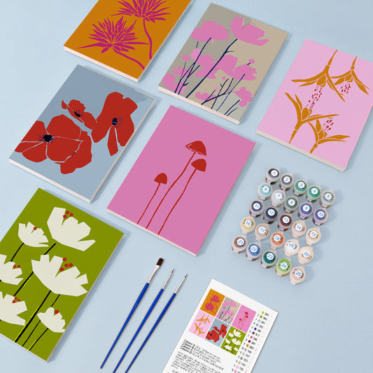 Paint by Numbers - 6 Mini Paintings | Flowers Set