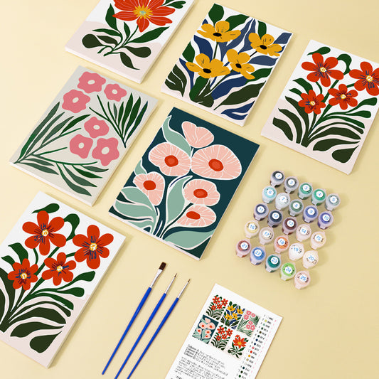 Paint by Numbers - 6 Mini Paintings | Flowers Set