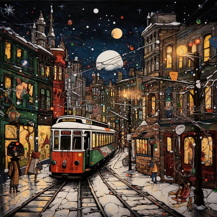 Paint by Numbers Kit Christmas Street Scene