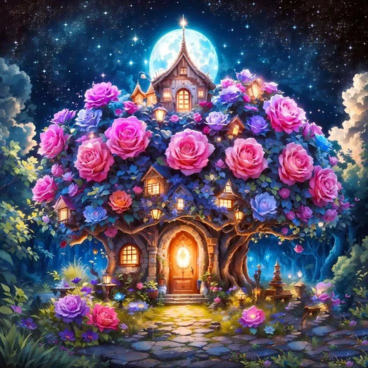 Paint by Numbers Kit Fantasy Flower House