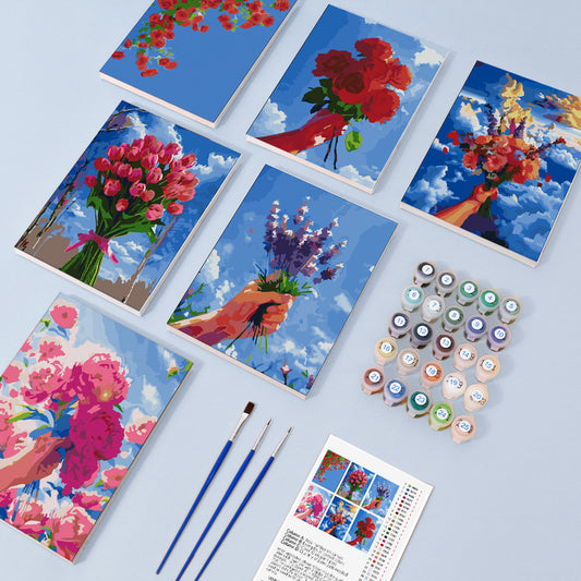 Paint by Numbers - 6 Mini Paintings | Flowers Set