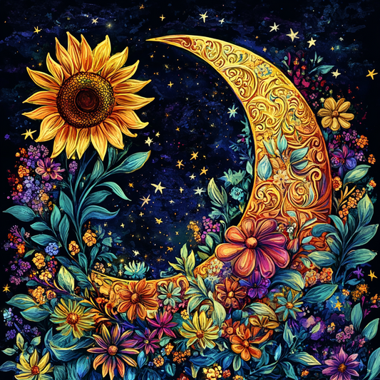 Paint by Numbers Kit Moon And Flowers