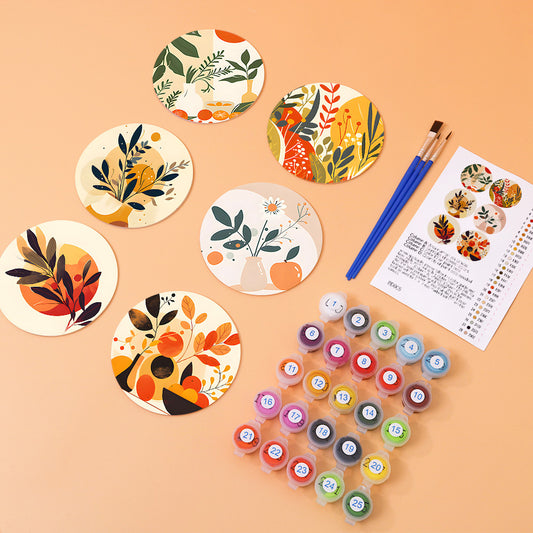 Paint by numbers Coasters (6 pieces) - Plant