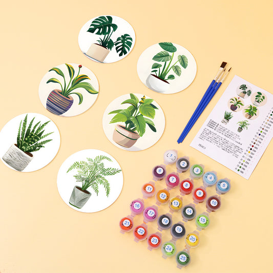 Paint by numbers Coasters (6 pieces) - Plant