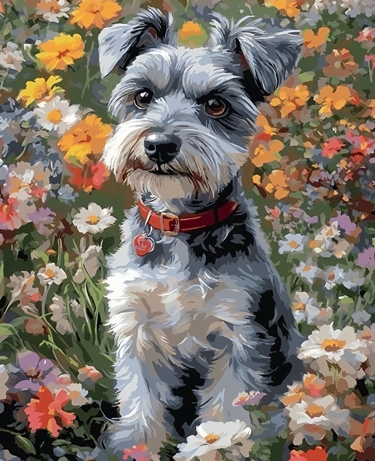 Paint by Numbers Kit Dog In The Flowers