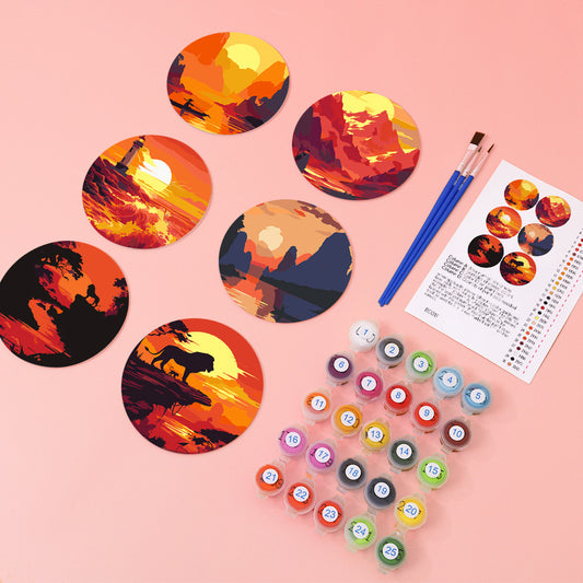 Paint by numbers Coasters (6 pieces) - Landscape