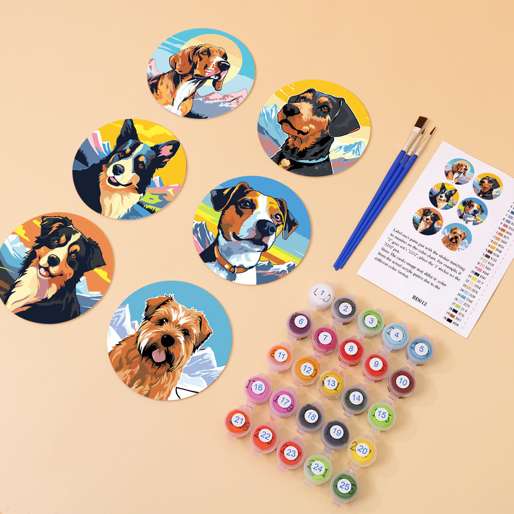 Paint by numbers Coasters (6 pieces) - Cute Puppy