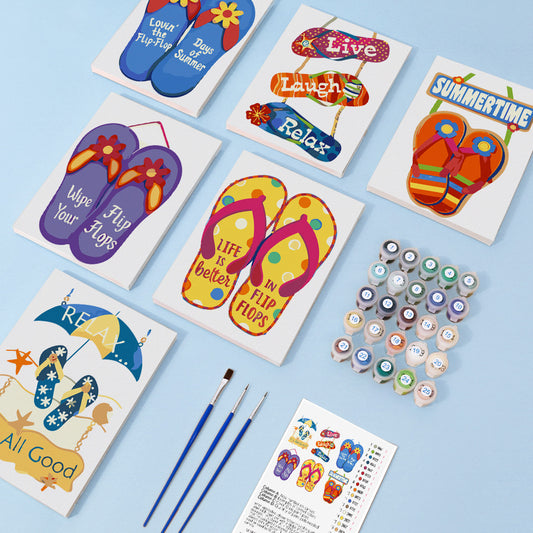 Paint by Numbers - 6 Mini Paintings | Slippers Set