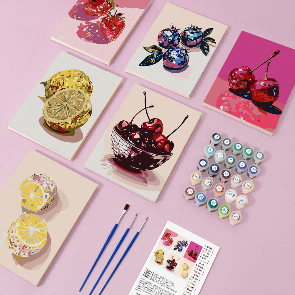 Paint by Numbers - 6 Mini Paintings | Fruit Set